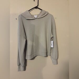 Ambrielle Light brown Ribbed Cowl Neck Sweater
